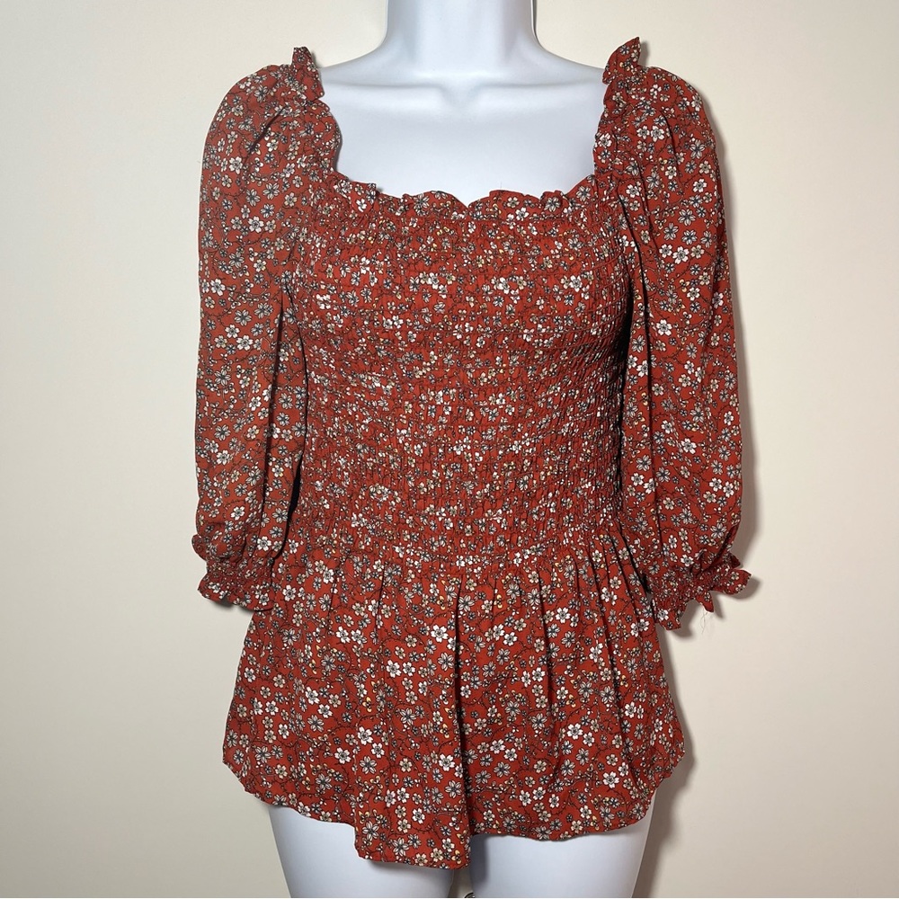 Red Floral Blouse
